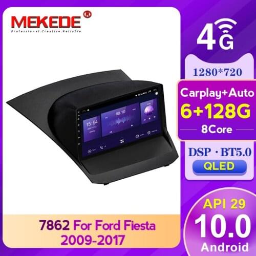 DSP carplay 4GLTE WIFI 6+128G Car Multimedia Android system radio Player For Ford Fiesta Mk 6 2008 - 2019 QLED No DVD 2 din