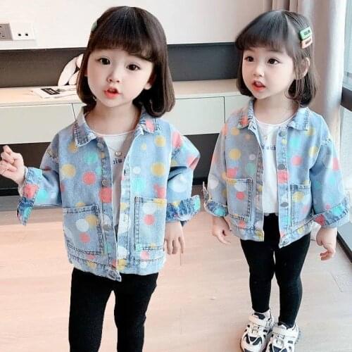 Baby kids Girls spring jeans jackets cotton loose coats girls autumn new color dots casual jeans for children girls tops P4 121