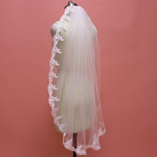 Real Photos Short Lace Wedding Veil with Comb 1 Meter White Ivory Bridal Veil One Layer Soft Veil Wedding Accessories