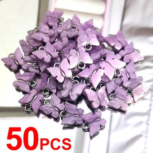 Flatfoosie 50Pcs/set Fashion Butterfly Jewelry Accessories Multicolor Shiny Butterfly Jewelry Wholesale DIY Earrings Necklaces