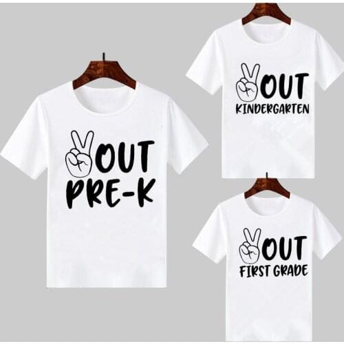 Finger Out Of Pre-K/Kindergarten/First/Second/Third Grade Last Day Of School Tshirt Kids Funny Graphic T Shirts Boy Girl T-Shirt