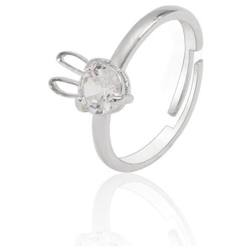 Sleek Minimalist Animal Ring Kawaii Female Cute Rhinestone Rabbit Bunny Ring Elegant Female Opening Adjustable Size Ring Jewelry