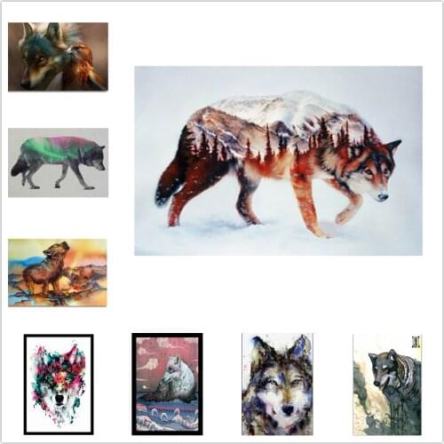 Canvas Painting Oil Painting Abstract Animal Wolf Poster Print Wall Art Picture Living Room Home Decoration