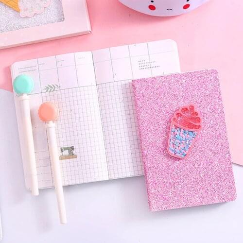 Kawaii Journal Sequin Pink Ice Cream Travel Grid Line Notebook Girl Stationery Weekly Schedule School Supplies Paper Planner