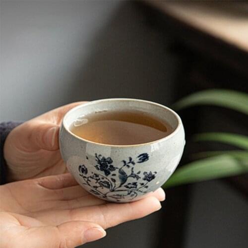 Chinese Style Ceramic Retro Ceramic Tea Cup Large Capacity Ceramic Tea Cup Kungfu Tea Cup High Quality Hand Drawn Tea Cup