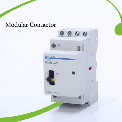 AC Contactor Din rail Household ac Modular contactor with Manual Control Switch 4P 24V 25A 4NO/4NC