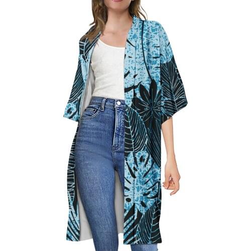 OEM Hot sale womens cardigan and kimono jacket Polynesian traditional tribal style ladies casual robe plus size loose top coat