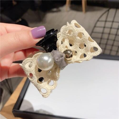 Fashion Girl lace pearls Hair Claws Beam Hairpin Women Hair Accessories Beauty Hair Crab Clamp Headwear lace flowes Hair Clip