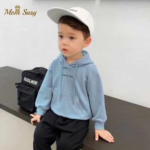 Fashion Baby Boy Girl Hoodie Letter Print Infant Toddler Kids Sweater Autumn Spring Long Sleeve Shirt Solid Hooded Clothes 1-14Y