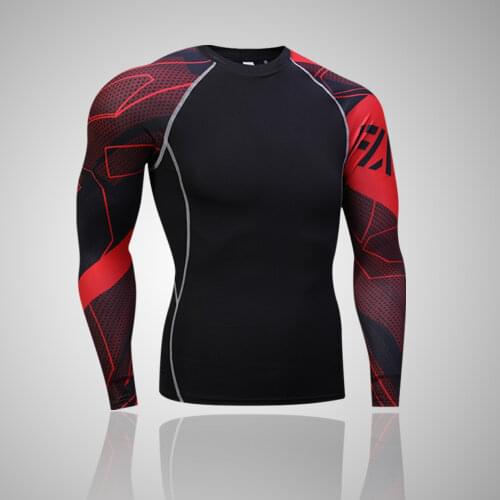 Mens Compression Long Sleeve Comprehensive Training T-Shirt Mens Slim Fitness Running Outdoor Sportswear