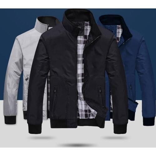 Winter Jacket men bomber jacket Fashion Contrast color casual stand collar long sleeve baseball uniform Jacket coat