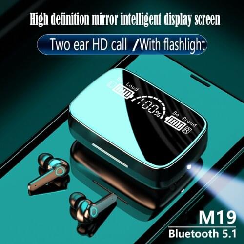 M19 Bluetooth V5.1 Headset Active Noise Cancelling With LED Display Portable Wireless Touch Control Earbuds TWS Earphone