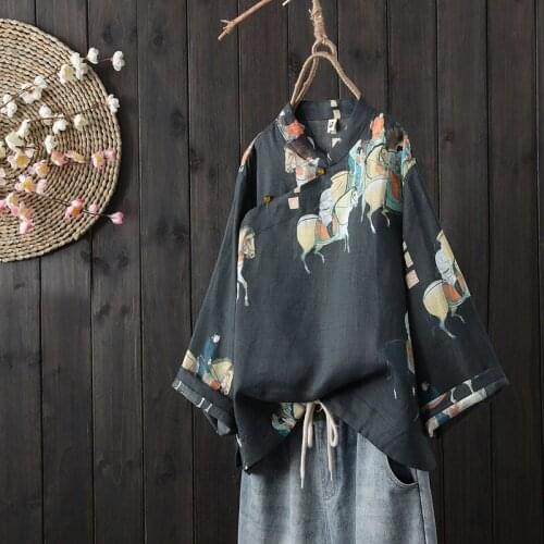 Chinese Style Clothing Women Clothes 2021 Cheongsam Top Chinese Traditional Shirt Blouse Cotton Hanfu Ladies Chinese Tops