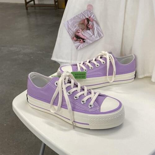 Solid color platform canvas shoes 2021 new female students Korean Harajuku Joker shoes