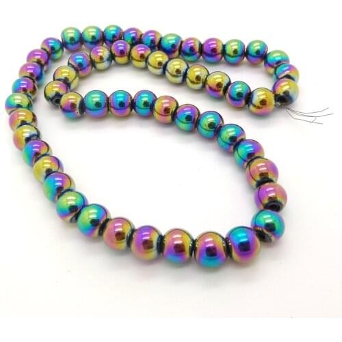 Wholesale 10mm RainBow MultiColor Hematite Non-Magnetic Beads Finding Fit Macrame Bracelets Jewelry Making,Free Shipping