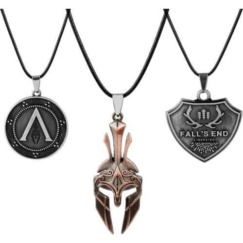 Hot Game Jewelry Spartan Spear of Leonidas Mask Necklace Men Women Punk Accessories Metal Pendant Necklaces