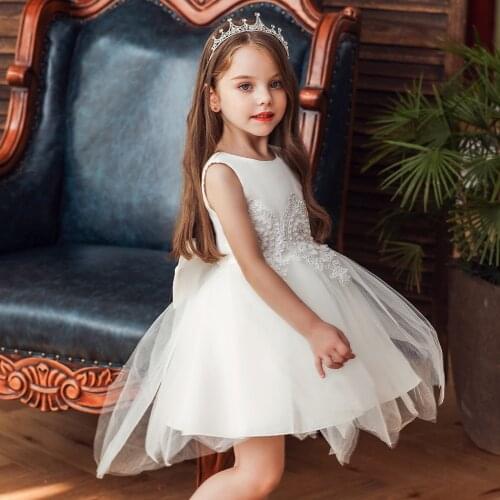 PatPat 2021 Happy New Year Baby / Toddler Bowknot Embroidery Tulle Party Dress