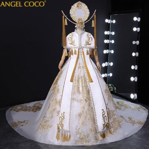 Detachable shawl tail Luxury Girls Dress Pageant Dresses For Children Dubai Princess Party Dress Birthday Wedding Prom Dresses