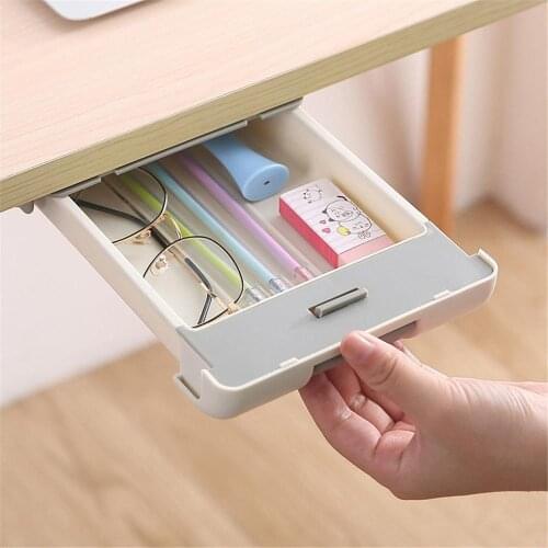 Self Stick Pencil Tray Desk Table Storage Drawer Organizer Box Under Desk Stand Storage Office desktop student stationery box