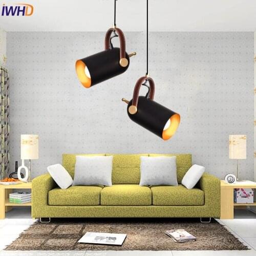 Loft Style Adjustable Pendant Light Fixtures Creative Iron Leather Modern Hanging Lamp Dining Room Droplight Home Lighting
