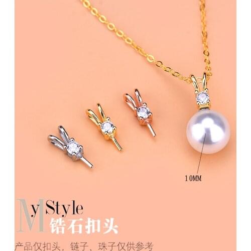 S925 Sterling Silver Pendant with V-shaped zircon clasp and crystal clasp PENDANT HANDMADE JEWELRY DIY accessories material bag