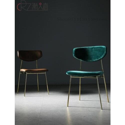 Nordic Iron Dining Chair Family Personality Modern Simple Net Red Leather Chair Light Luxury Velvet Stool Back Coffee Chair