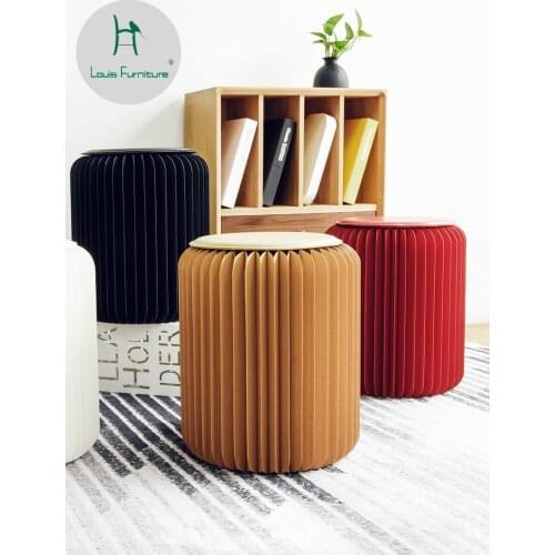 Louis Fashion Stools Ottomans Circular Multifunctional Folding Household Living Room Provincial Space Creative Design Furniture
