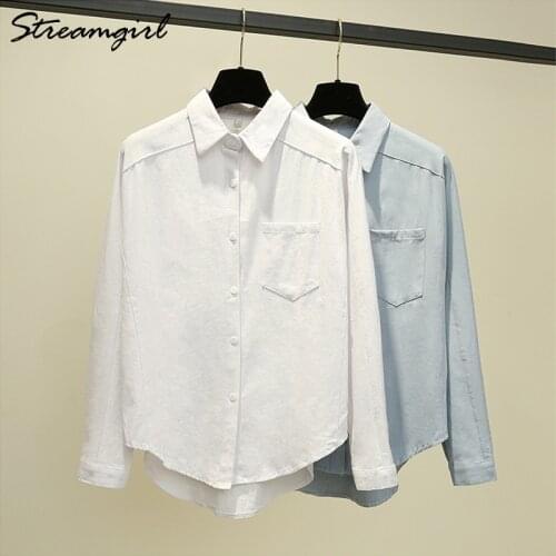 Streamgirl Women Shirt Blouses Oversize 2021 Autumn Plus Size Long Sleeve White Shirts For Women Classic Shirt Oversize Vintage