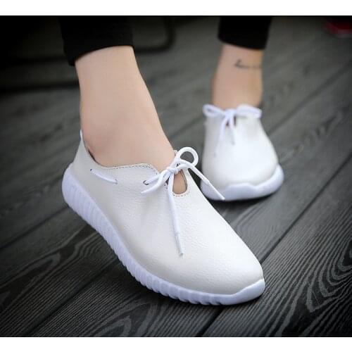 Women sneakers flats shoes genuine leather lace up round toe moccains shoes women loafers boat shoes ladies creepers