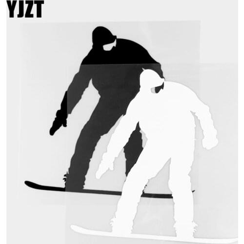 YJZT 17.7×17.3CM Ski Men Exquisite Vinyl Decal Car Sticker Black/Silver 20A-0377