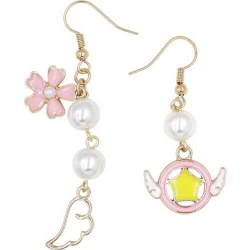 10 pair / lot fashion jewelry accessories metal enamel angel wing star heart Card Captor Sakura earring