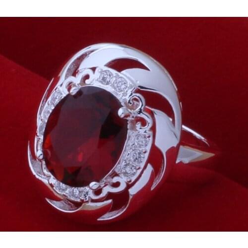 JZ-AR418 Silver Color 925 Jewelry Popular Wholesale Fashion Jewelry, Swirl/red Stone /bhtajzaa Atvajlca