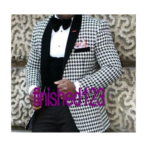 Handsome Mens Suits Groom Tuxedos Groomsmen Wedding Party Dinner Best Man Suits Blazer (Jacket+Pants+Vest+Bow Tie) NO:1503
