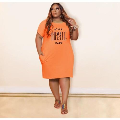 Outfits Summer Womens Fashion Loose Printed Pocket Letter Pattern Casual Swing Plus Size Dress 4xl 5xl Wholesale Dropshipping