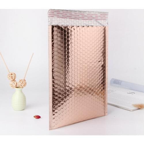 10 pcs Gold Color Aluminized Film Bubble Mailers Cosmetics Mobile Phone Cover Packing Bags Shockproof Mailing Envelope Bag