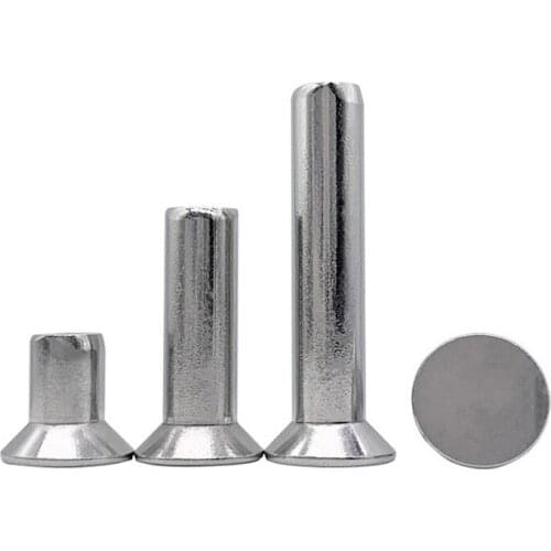 101Pcs M2 M2.5 304 Stainless Steel Countersunk Rivets Flat Header Solid Rivetings Hand Percussion Rivet Rivet 3mm-18mm Length