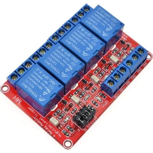 12V 4 Channel 4 Road Relay Module with Optocoupler Isolation Supports High and Low Trigger