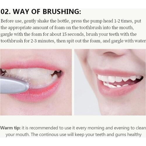 60ml Tooth Whitening Toothpaste Stain Removal Gums Shining Ultra-fine Mousse Foam Tooth Cleaning Mousse Toothpaste