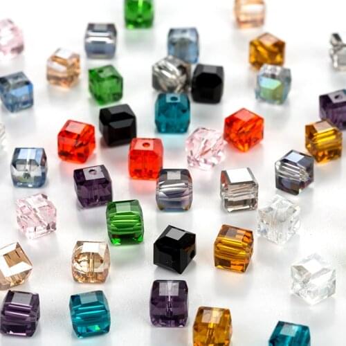 7.5mm square beads Crystal Glass Beads Accessories For Jewelry Making, Square Shape Crystal Cube Glass Beads. 30 pcs/lot