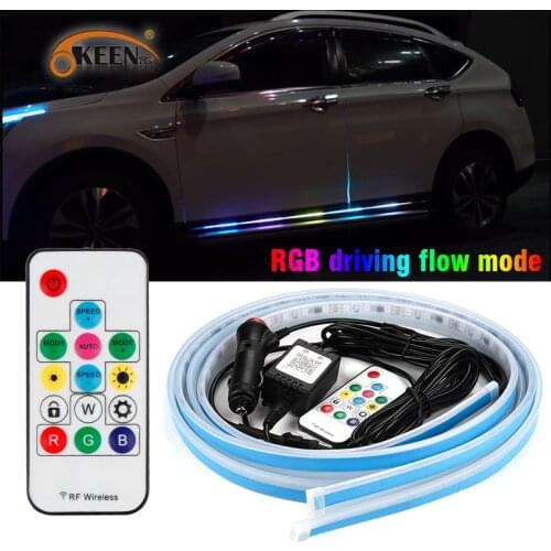 Car LED 12V Lights Door Light Universal Flexible Strip Waterproof Light Automobiles Door Welcome Lamp Remote Control Accessories