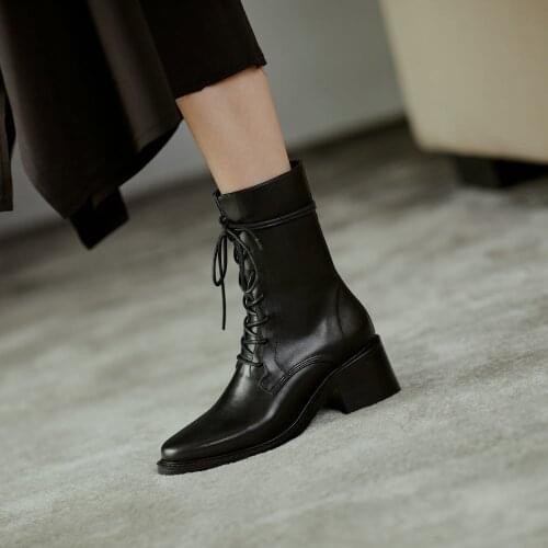 Autumn winter boots Genuine leather Women boots Riding boots fashion With short boots Womens shoes