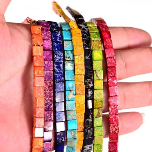 Natural Square Imperial Stone Beads for Needlework 6*6mm 30Pcs DIY Bracelet Necklace For Jewelry Making Factory Wholesale Price