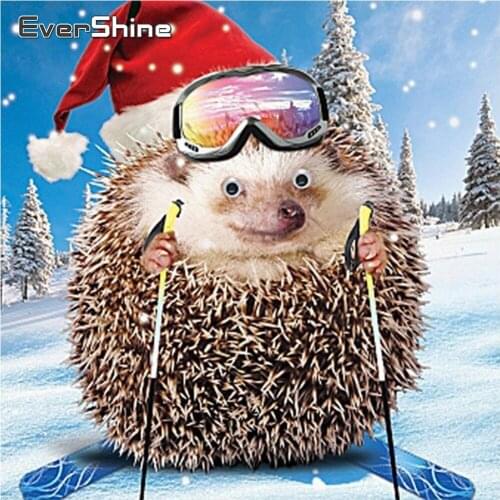 EverShine Diamond Embroidery Full Square Hedgehog Cross Stitch Diamond Painting Animal Mosaic Kits Home Decor Christmas Gift