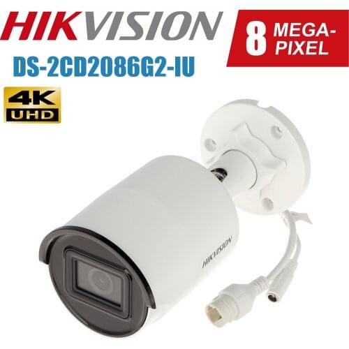 Original Hik Mini Bullet Network AcuSense Surveillance Security Camera Outdoor 4K POE 8MP with Mic DS-2CD2086G2-IU IP66 H.265