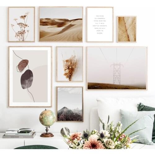 Mountain Flower Leaf Dune Quote Wall Art Canvas Painting Nordic Posters And Prints Landscape Wall Pictures For Living Room Decor