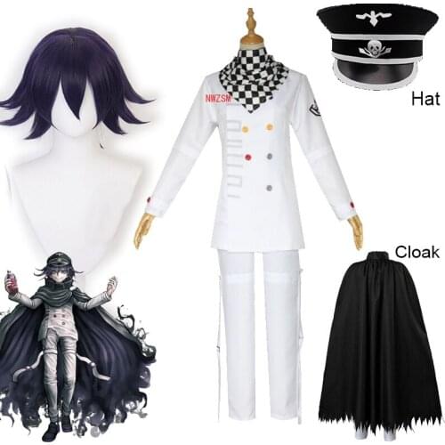 Danganronpa V3 Kokichi Oma Cosplay Costume President Oma Cosplay Wig Cloak and Hat Halloween Carnival Party Costumes