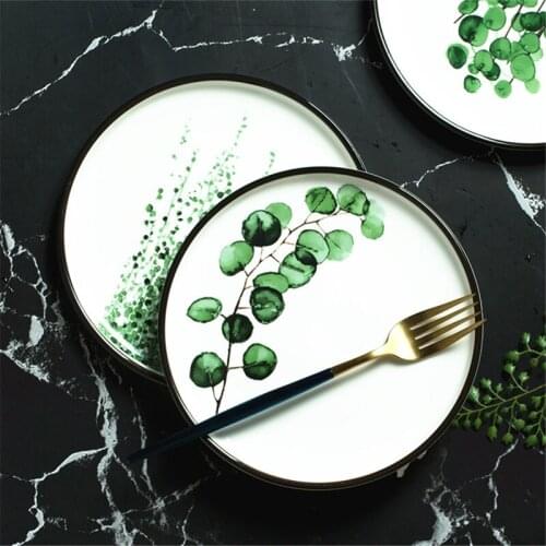 Creative European Dish Plate Ceramic Western Food Plate Household Disc Steak Plate Breakfast Plate Cutlery Set Decorative