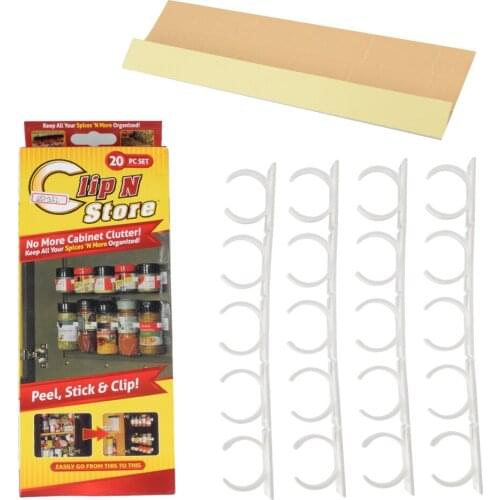 Kitchen Clip Jar Rack Storage 4 Pack Holder Cupboard Door Wall Cabinet Ingredient Door Hanging Spice Bottle Rack Wall-Mounted