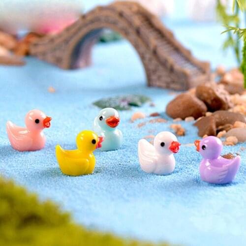 10Pcs Mini Duck Resin Colorful Mininature Part DIY Craft Supplies Home Decoration Accessory