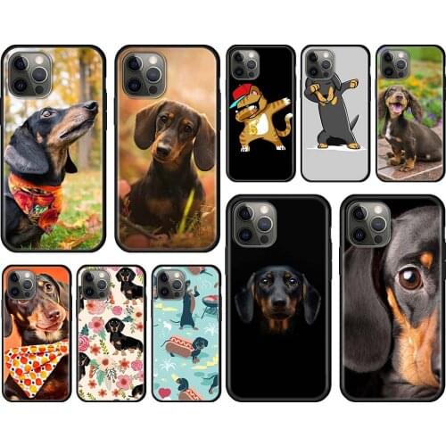 Trend Luxury Black Soft Case for Apple iPhone 11 12 Pro Max XR X SE 2020 7 8 Plus Smartphone Cover Housing Dogs Dachshund Cute
